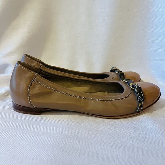 AGL Ballet Flats Patent Leather Monika Cap Toe Basi-Ghib-Gold Beige EU 39 US 9 - Picture 6 of 16